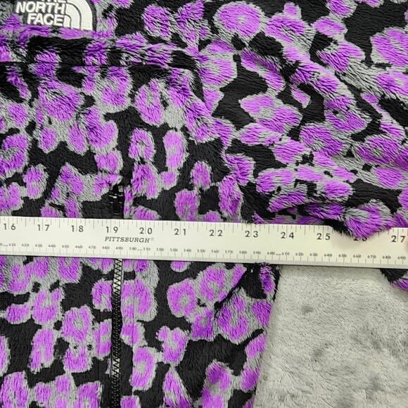The North Face Hoodie Womens XL Purple Leopard Print Osito 1/4 Zip Pullover Boxy - Picture 7 of 9